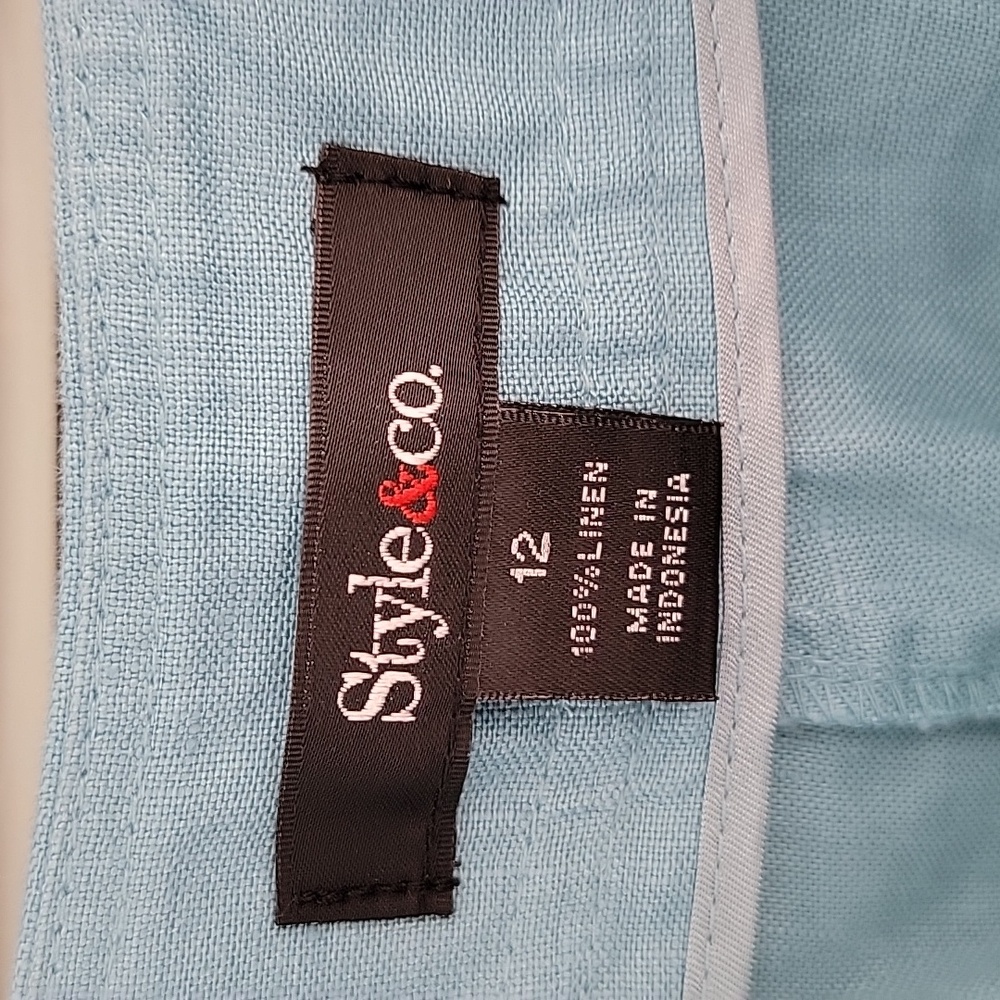 Style & Co 100% Linen Trousers High-waisted Wide-Leg Sz 12 - Picture 4 of 9